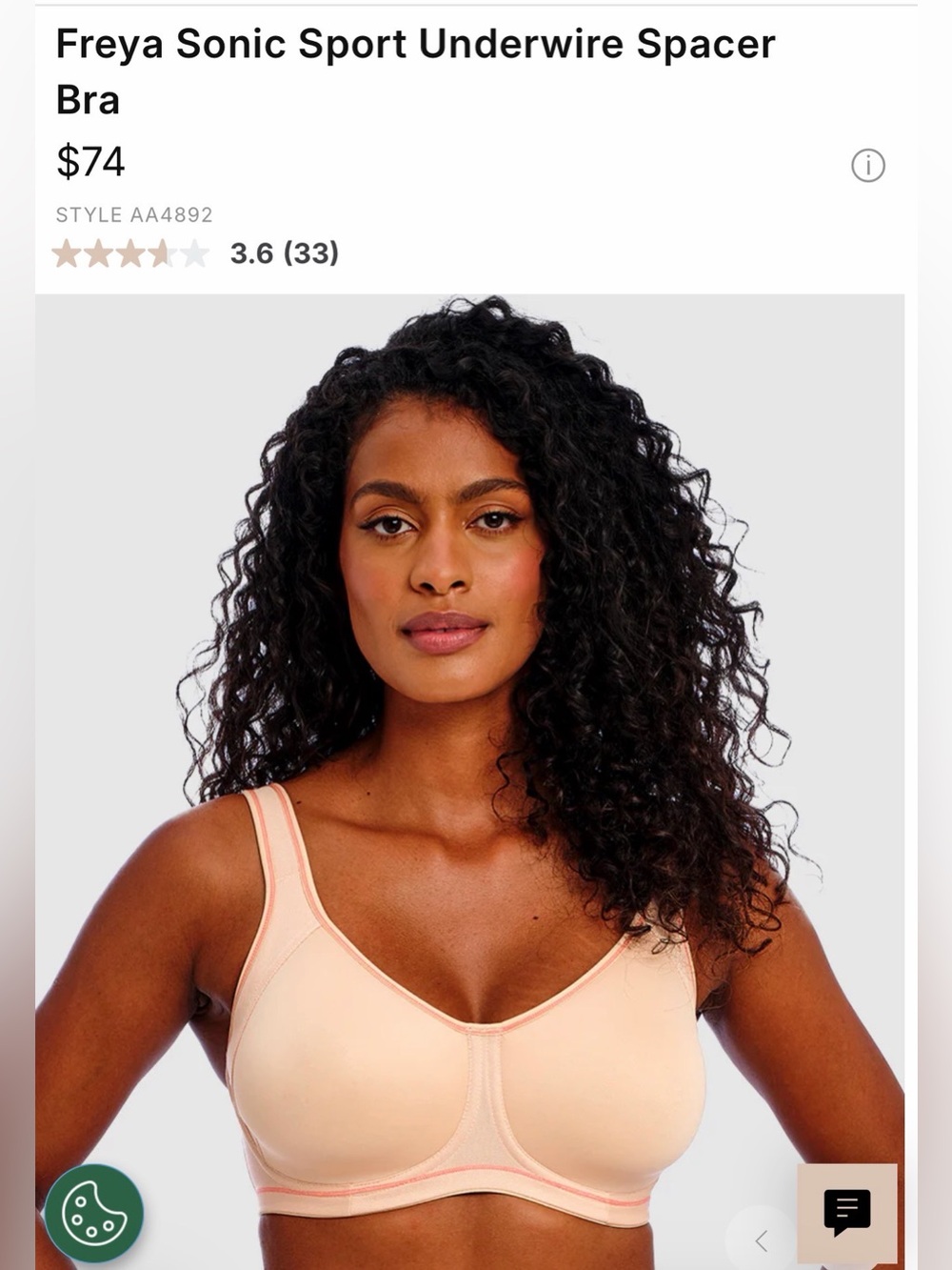 Very Worn! Freya Sonic Sport Underwire Spacer Bra in Peach